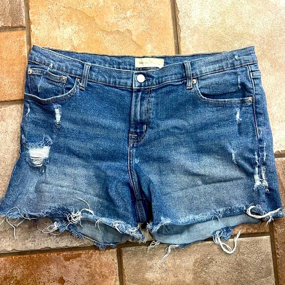 Gap 1969 5” distressed cutoff hi rise denim jean shorts sz 33 - Picture 1 of 6